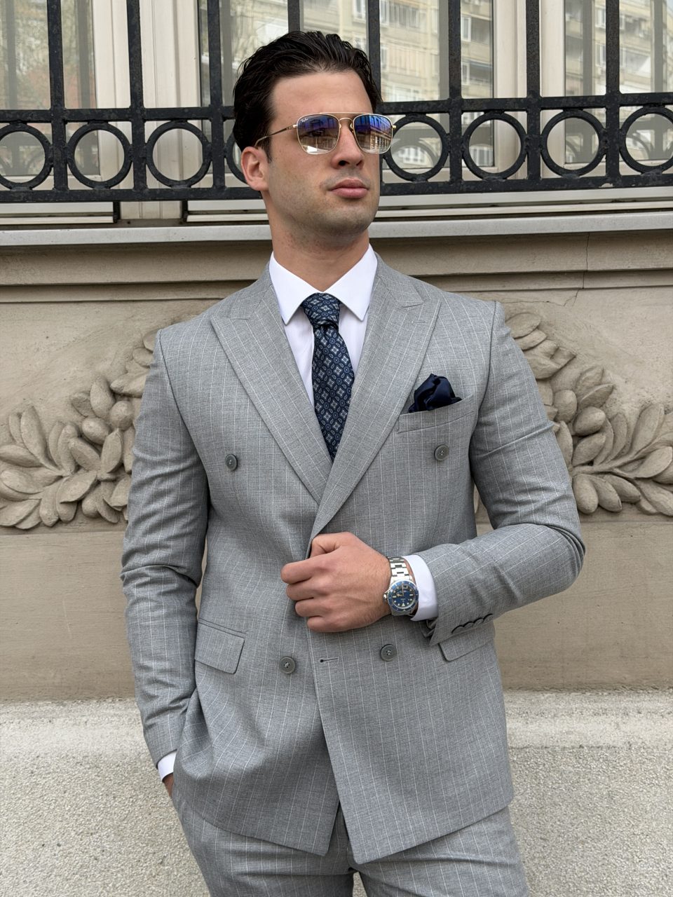 Gray Double Breasted Odelo