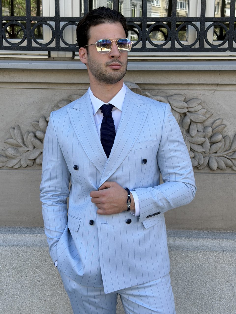 Light Blue Double Breasted Odelo