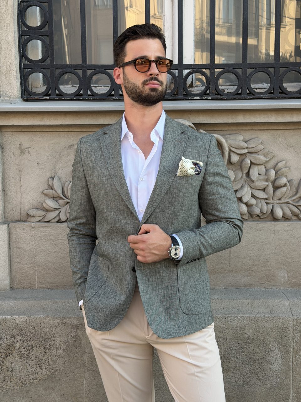 Green Linen Sako
